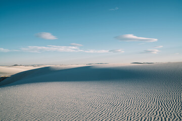 Desert landscape of sandy dunes in White Sands National Park