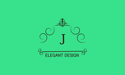 Premium monogram design with decorative letter J. Emblem for business symbol, greeting cards, invitations, menus, labels, heraldry. Graphic page design.