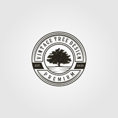 tree logo vintage vector in emblem illustration design