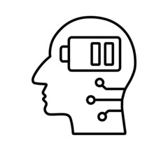 head of a person battery technology line icon