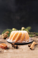 Traditional Homemade Marble Cake - Gugelhupf cake in Christmas days