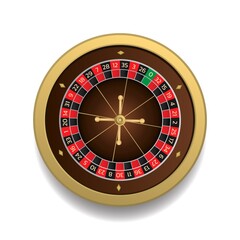Obraz premium European roulette wheel online casino. Realistic style vector illustration isolated on white background.