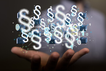 Man touching a law concept.