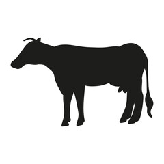 Obraz premium Black silhouette of a bull on a white background