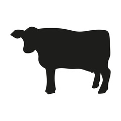 Black silhouette of a bull on a white background