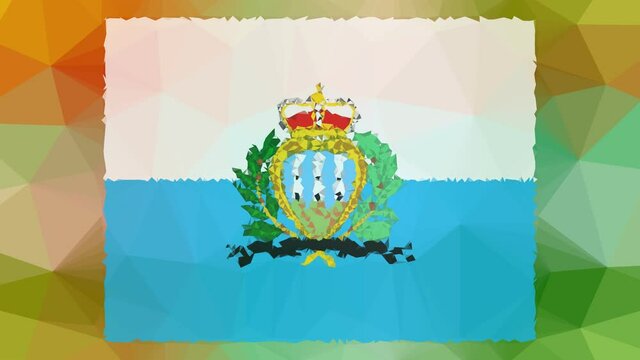 San Marino Flag ISO:SM dissolving interesting tessellation looping moving polygons