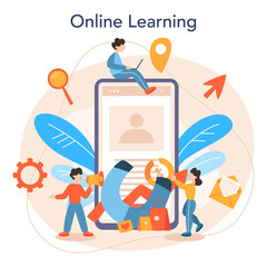Marketer online service or platform. Advertising and marketing concept.