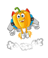 paprika with jetpack mascot. cartoon vector