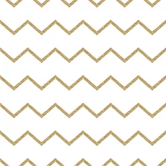 Gordijnen Naadloze chevron patroon met gouden confetti glitter. Perfect voor Valentijnsdag, verjaardag, bewaar de datumuitnodiging. © Viktoriia
