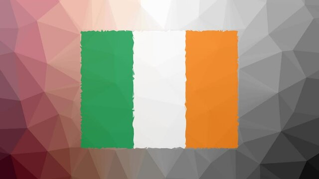 Ireland Flag ISO:IE appearing strange tessellating looping animated triangles