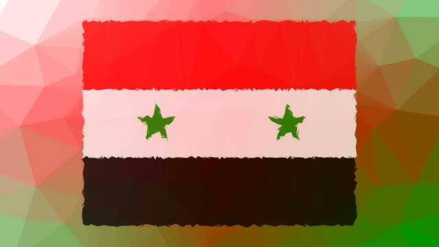 Syrian Arab Republic Flag ISO:SY fade techno tessellation looping pulsing polygons