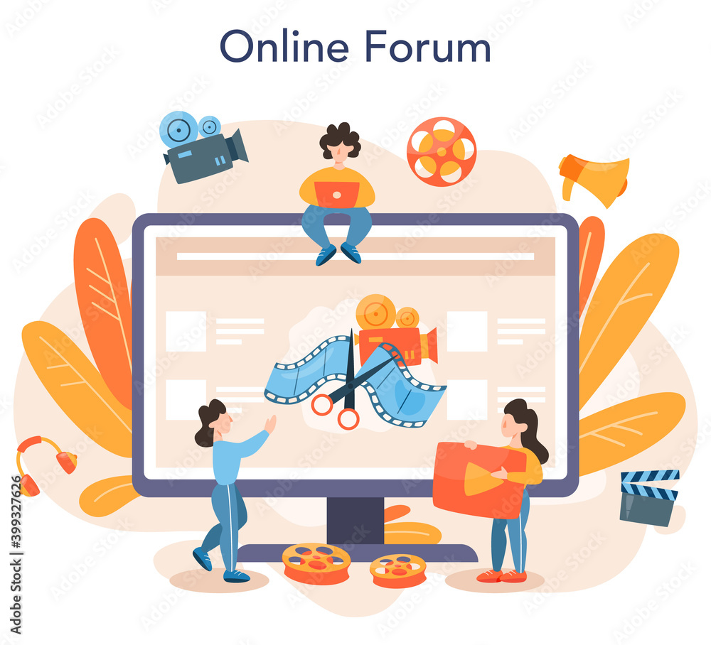 Poster video editor online service or platform. artist create computer