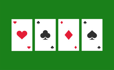 The poker card on green background. Isolated Vector Illustration