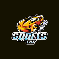 Sports car mascot logo vector design concept