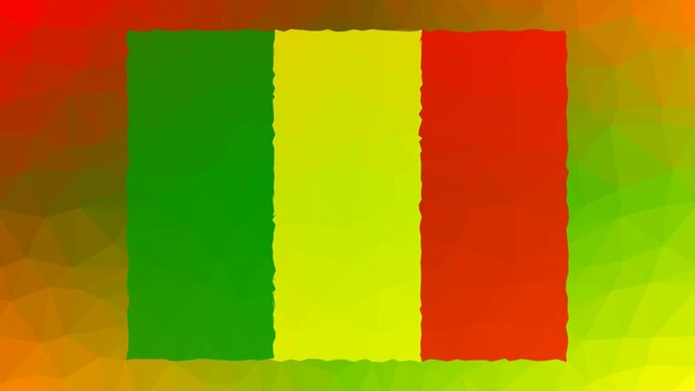 Mali Flag ISO:ML fade techno tessellated looping pulsing polygons