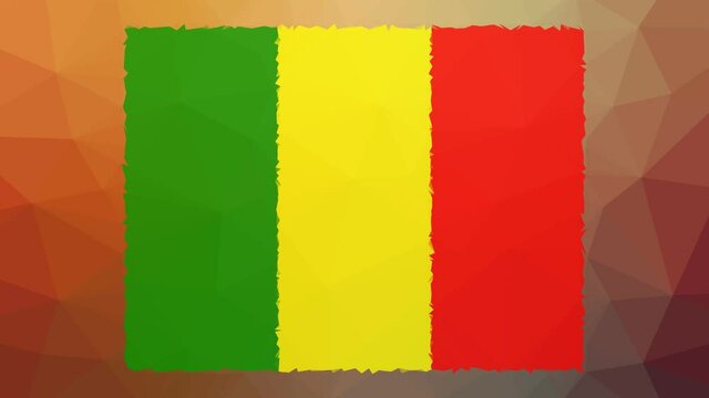 Mali Flag ISO:ML fade weird tessellated looping pulsing polygons
