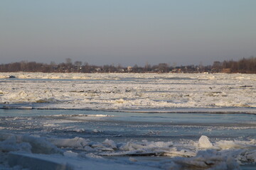 ice hummocks on the river