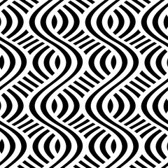 Fototapeta premium Vector geometric seamless pattern. Modern geometric background with wavy stripes.