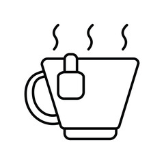 a cup of tea with teabag line icon