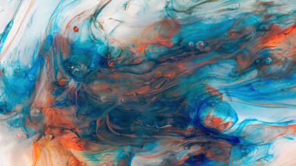 Abstract background paint in water. Ebru, Paper marbling paint.