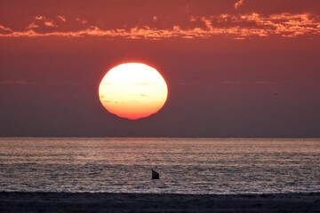 Sunset at the north sea in Germany