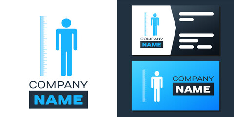 Logotype Measuring height body icon isolated on white background. Logo design template element. Vector.