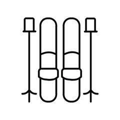 Ski Skiing sticks sports line icon