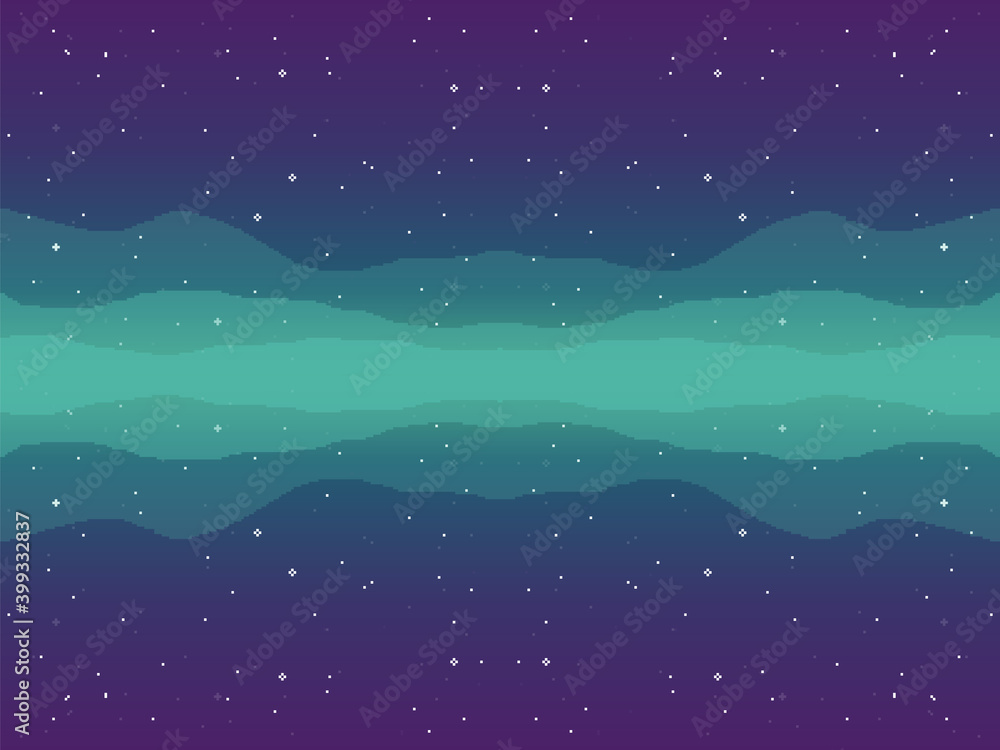 Poster vector retro futuristic background. pixel art background. 8 bit retro game design interface pixel ar
