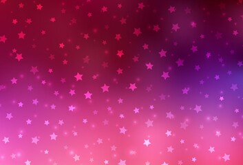 Dark Purple, Pink vector pattern with christmas snowflakes, stars.
