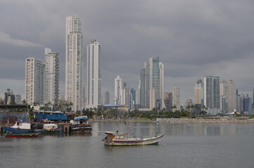 Fototapeta na wymiar Downtown of Panama City from Fisher Port - Panama. Central America.