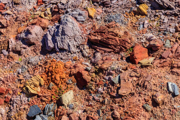 Background of the stones rich with iron ore minerals