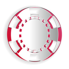 Paper cut Casino chip icon isolated on white background. Paper art style. Vector.