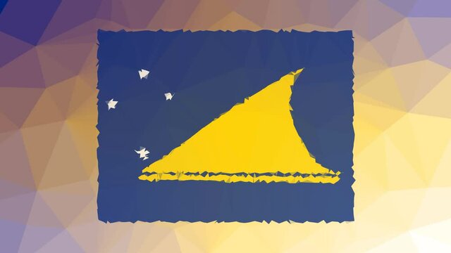 Tokelau Flag ISO:TK dissolving strange tessellated looping animated polygons