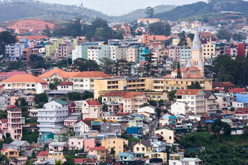 View of the town centre of Dalat, Central Highlands, Vietnam, Asia
