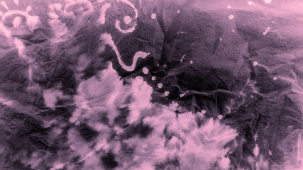 Pink Pattern Etching. Delicate Tie Die Fabric.