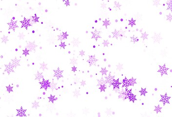 Light Purple vector template with ice snowflakes.