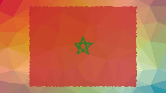 Morocco Flag ISO:MA appearing modern tessellation looping pulsing polygons