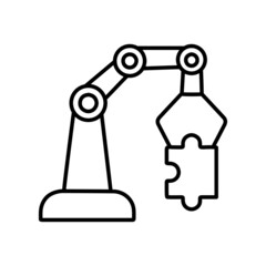 Production assembly robot arm line icon