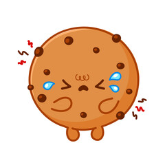 Cute funny sad cookie with chocolate chips