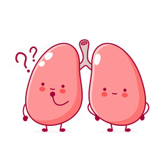 Cute funny human lungs organ character
