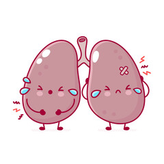 Cute sad cry  sickhuman lungs organ character