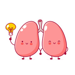Cute funny human lungs organ character