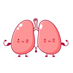 Cute funny strong human lungs organ character