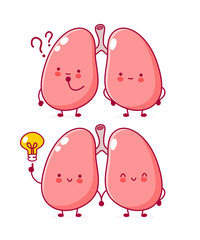 Cute funny human lungs organ character