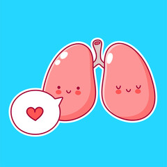Cute funny human lungs organ character