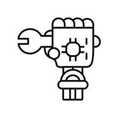 Robot Helping Hand Wrench tool line icon