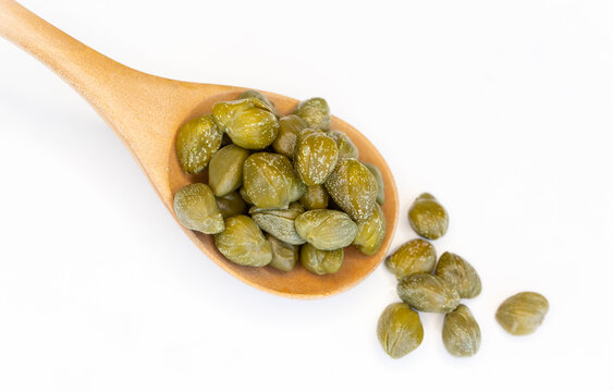 Alcaparrones Capers pickled isolated on white background