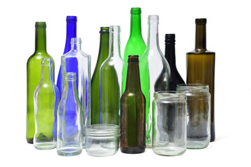 recycling glass on white background