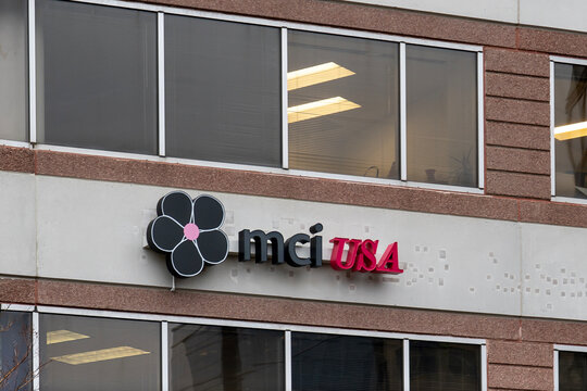 McLean, VA, USA - January, 14, 2020: MCI USA sign on the building in McLean, VA, USA. MCI is a global engagement and marketing agency that creates human-centric touchpoints. 