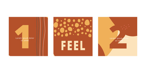 Set of social media square template post design .Trendy layout for promotion. Mockup for blog. Boho style abstract backgrounds vector illustration